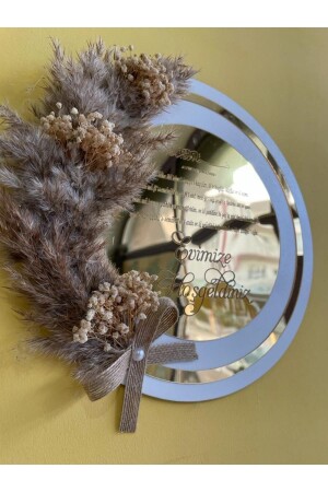 Personalized Named Gold-white Pampas Plexi Wooden Door Ornament arals32 - AralsTasarım