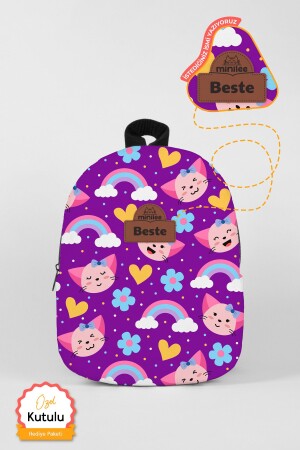 Personalized Named - Happy Cats 0-8 Years - Nursery - Kindergarten Children's Backpack - Minilee