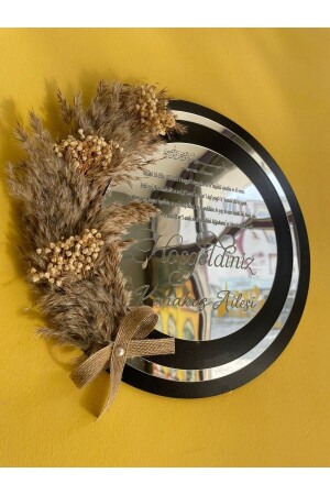 Personalized Named Silver-black Pampas Plexi Wooden Door Ornament arals32 - AralsTasarım