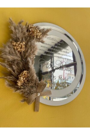 Personalized Named Silver-white Pampas Plexi Wooden Door Ornament arals32 - AralsTasarım