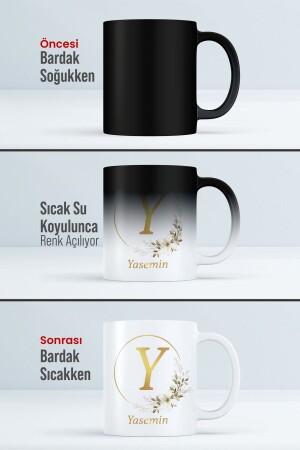 Personalized Porcelain Printed Mug with Name Initials Y, Gift for Lover, Magic Cup 10032SB - HediyeLabs