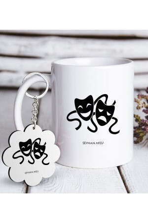 Personalized Professional Theater Artist White Mug and Keychain Gift Set-1 BitmayanCom1244 - Bk Gift