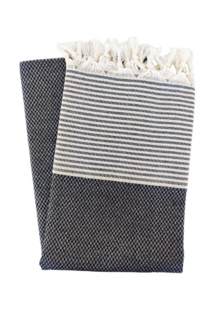 Peshtemal, 100% Cotton, Checkered Pattern, Black, Beach Towel, Bath Towel GPHGERKRELI - Peştanoz