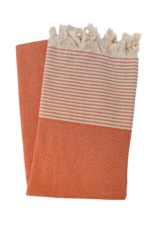 Peshtemal, 100% Cotton, Checkered Pattern Orange, Beach Towel, Bath Towel GPHGERKRELI - Peştanoz