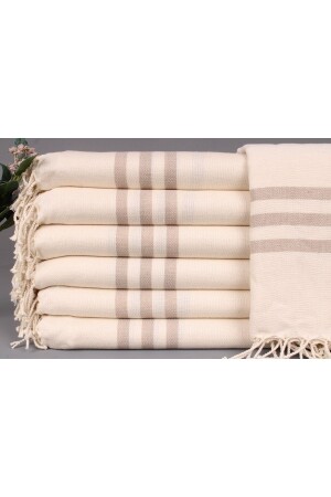 Peshtemal Brown 100x180 Cm Cotton Peshtemal Gift for Married Couples 3-13-655 - Kayra Export