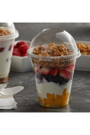 Pet Plastic Lemonade Milkshake Glass with Lid 100 Pieces 350cc - Miopack