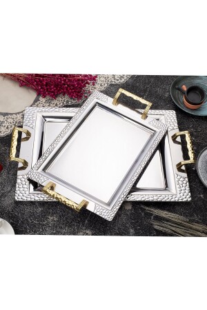 Petek 2-Piece Gold Treat Tea and Serving Tray PTK02 - ÖZBURAK