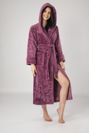Pflaumenrock für Damen, Jacquard-Bademantel aus Bambus-Baumwolle, NS-8655 - Nuşa