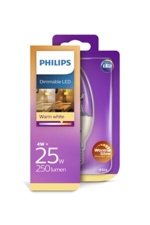 Philips Led 4w=25w/e14/250 Lumen/dimmable/2200k-2700k/b38/warm Glow 8718696453667 - Philips