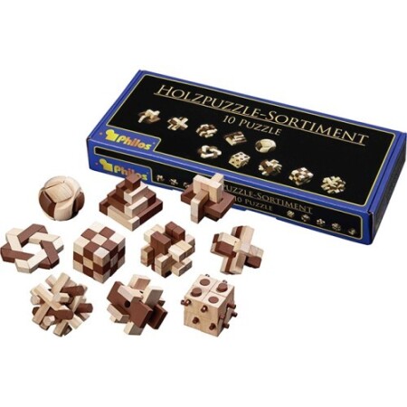 Philos Holzpuzzle-Set, 10 Puzzles 6922 - Philos