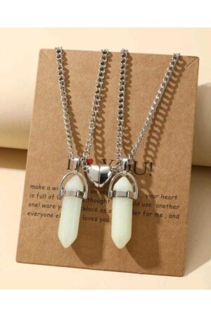 Phosphorescent Natural Stone Couple Lover Metal Necklace with Two Magnets PRA-5413658-5691 - Acousticworld