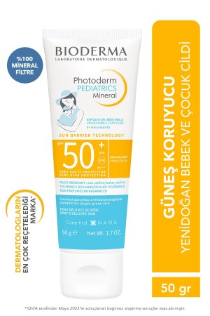 Photoderm Pediatrics Mineral SPF50+ Newborn Baby-Child Very High Protection Sun Cream 50 gr - Bioderma