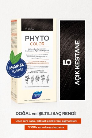Phytocolor 5 Light Chestnut Ammonia-Free Permanent Herbal Hair Dye 3338221002587 - Phyto