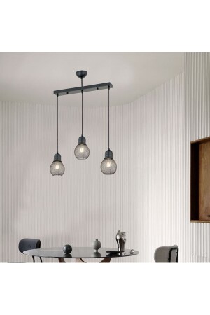 Pia 3 Row Black Modern Young Room Kitchen Retro Living Room Pendant Lamp Chandelier 3151-03S-BL - Apliqa