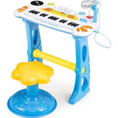Piano with microphone EcoToys, blue - Eco Toys