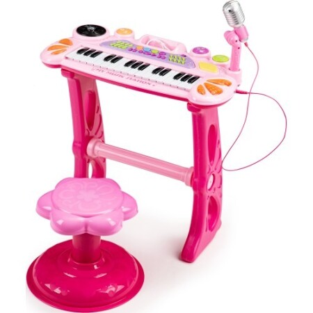 Piano with microphone EcoToys, pink - Eco Toys