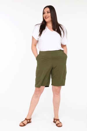 Pianoluce Women's Plus Size Shorts Khaki PLWM22SRT01 - Genel Markalar