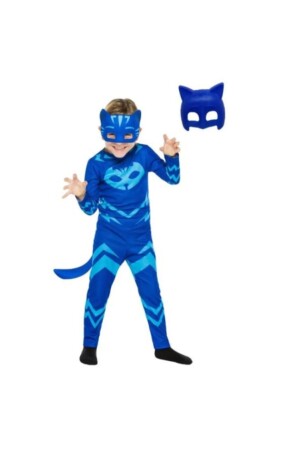 Pija Maskeliler Kostüm Catboy Kedi Çocuk (MAVİ) 2 Maskeli Kostüm - Pj Maskeliler
