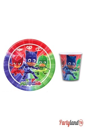 Pijamaskeliler Pj Mask Pija Maskeliler 16 Plates 16 Cups PL-PIJA-02 - PartylandTR
