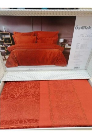 Pikeli Nevresim Tk. Yaprak Çift Kişilik Kiremit P10656S8866 - Özdilek