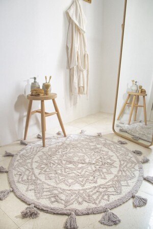 Pina Badematte aus 100 % Baumwolle, Weiß/Grau, 100 x 100 cm, 11455913271 - İrya