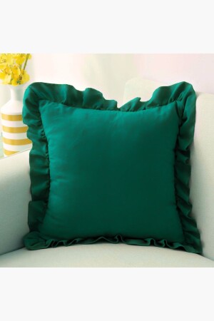 Pine Green Country Ruffled Square Throw Pillow Cover Soft Textured Vintage- Scandinavian-Bohemian-Christmas - Bc Home