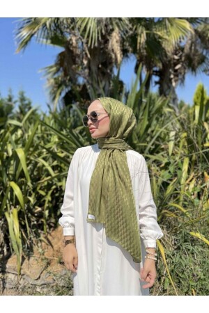 Pine Green Qoza Pattern Silky Jacquard Shawl - Valorscarf