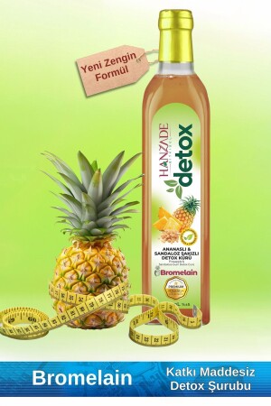 Pineapple & Sandaloz Gummy Detox Syrup Cure Bromelain 475 ml Strong Antioxidant Formula - Hanzade Bitkisel
