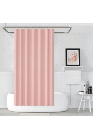 Pink Bath Curtain Polyester Fabric Shower Curtain Domestic Production Powder Shower Curtain Plastic C-ring Gift Powder180x200 - Jackline