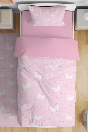 Pink Butterflies Patterned Single Baby Kids Bedding Set evnev00089 - Evpanya