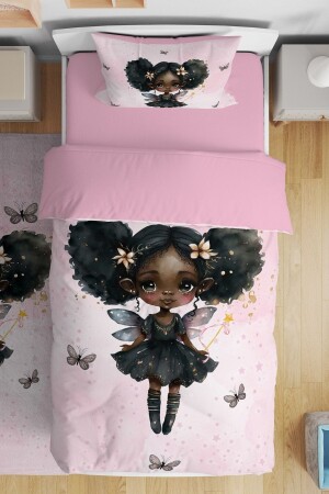 Pink Chocolate Girl Patterned Single Baby Kids Duvet Cover Set evnev00198 - Evpanya