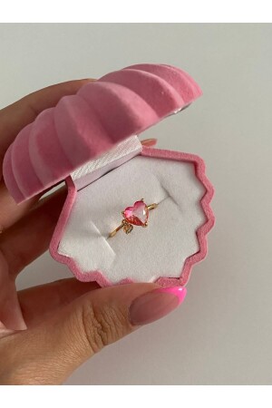 Pink Color Transition Heart Ring RB186 - ringbox