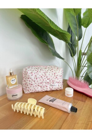 Pink Crispy Floral Make-up-Tasche, groß, PCCMCB - Punchiess