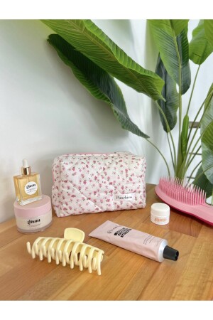 Pink Crispy Floral Makeup Bag Small Size - Punchiess