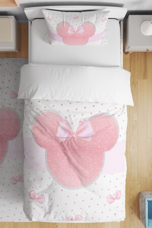 Pink Dotted Mickey Patterned Single Baby Kids Bedding Set evnev00147 - Evpanya