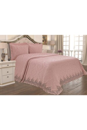 Pink Double Aslışah French Lace Pique Set - Bursa Çeyiz