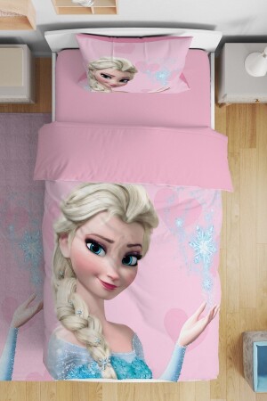 Pink Elsa Patterned Single Baby Kids Bedding Set - Evpanya
