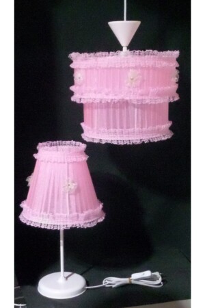 Pink Frilly Girl's Room Bedroom Chandelier Lampshade Set 213123202021 - TEKAY AYDINLATMA