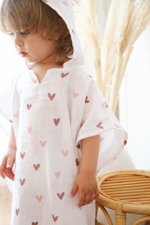Pink Heart Organic Muslin Poncho 1-5 Years TYC00451293576 - Tarkito Organic