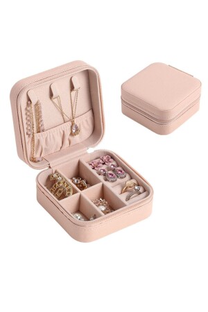 Pink Leather Travel Ring Earring Necklace Jewelry Box St1-64pm st1-64 - Chavin