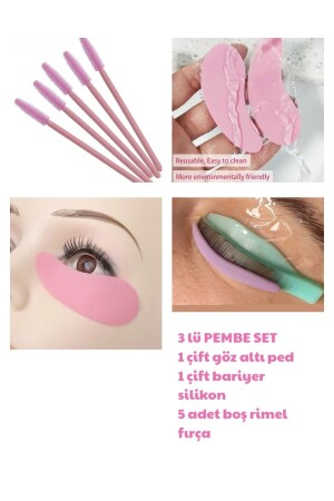 Pink Lifting Set 4 Different Products Under-Eye Pad- Barrier Silicone- Empty Mascara Brush- Scanning Wand - Dfcosmetics