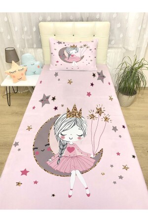 Pink Moon Princess Patterned Bedspread and Pillow - Evpanya