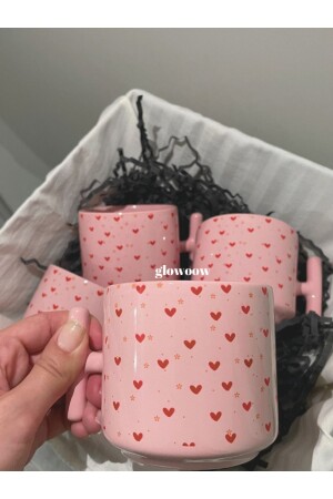 Pink Mug - Heart Mug - Heart Coaster - Coaster - Birthday Gift - Glowoow