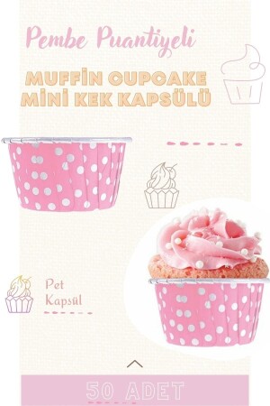 Pink Polka Dot Muffin Cupcake Mini Cake Capsule Colorful Cake Mold 50 Pieces PNKCPSL50x - WorkAsist
