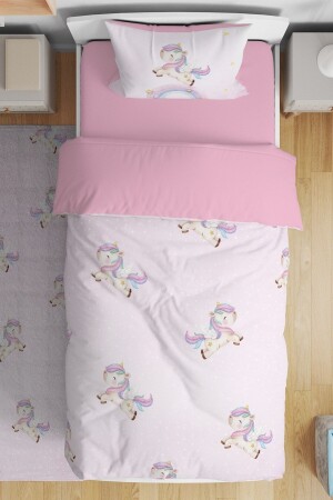 Pink Ponchi Unicorn Patterned Single Baby Kids Bedding Set evnev00111 - Evpanya