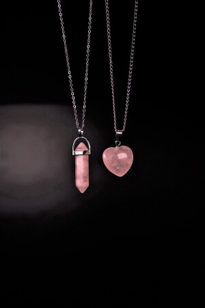 Pink Quartz Natural Stone Necklace Set for Lovers and Friends - Doodle