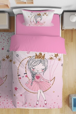 Pink Starry Moon Princess Patterned Single Baby Kids Bedding Set evnev00038 - Evpanya
