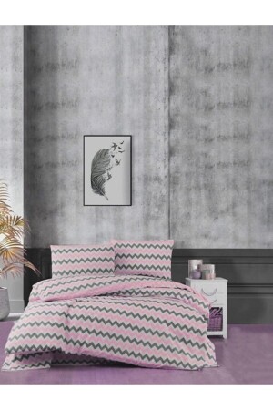 Pink Zigzag Double Duvet Cover Set (WITHOUT SHEET) zigzag-double-nev-set - SNR HOME COLLECTION