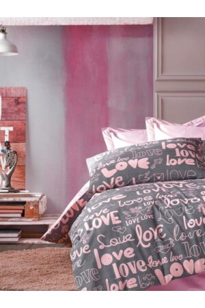 Pinklove Single Double Sided Duvet Cover Set (WITHOUT SHEET) New?loveçift889488 - Sheri Home Tekstil
