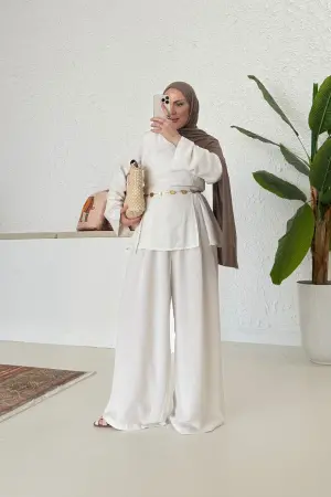 Pinterest Doğal Keten Takım Natural Bej - Nuuwears